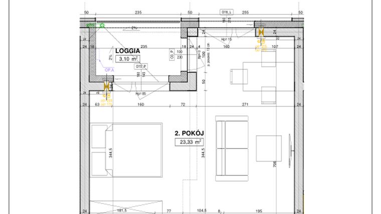 Rzut - Mieszkanie na sprzedaż 1 pokój o powierzchni 37,33 m² - numer B128 w Nowe Centrum Południowe etap IV