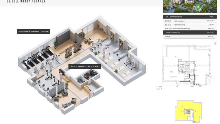 Rzut - Lokal użytkowy na sprzedaż 1 pokój o powierzchni 218,17 m² - numer B.0.1 w Dobry Poranek