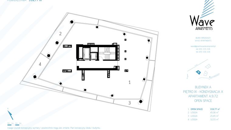 Rzut - Mieszkanie na sprzedaż 4 pokoje o powierzchni 86,77 m² - numer A.9.72 w Wave Międzyzdroje Resort & Spa