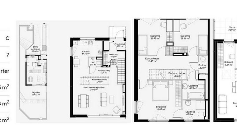 Rzut - Dom na sprzedaż 7 pokoi o powierzchni 256,99 m² - numer C01 w Jaśminowy Mokotów etap VI