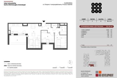 Rzut - Mieszkanie na sprzedaż 3 pokoje o powierzchni 52,24 m² - numer M.A.3.043 w CUKROWNIA