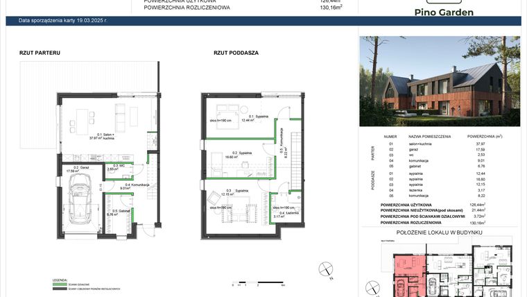 Rzut - Dom na sprzedaż 5 pokoi o powierzchni 126,44 m² - numer M-1 w Pino Garden 2