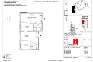 Rzut - Mieszkanie na sprzedaż 4 pokoje o powierzchni 62,46 m² - numer 4 w RZ21