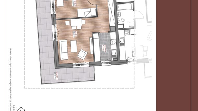 Rzut - Mieszkanie na sprzedaż 3 pokoje o powierzchni 64,16 m² - numer 5 w Wiązowa