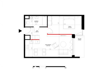 Rzut - Mieszkanie na sprzedaż 2 pokoje o powierzchni 48,26 m² - numer E.4.7 w INSPIRE ETAP IV – bud. E