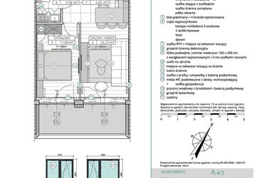 Rzut - Mieszkanie na sprzedaż 2 pokoje o powierzchni 42,84 m² - numer A.4.7 w Remedium
