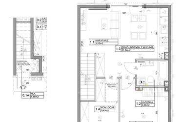 Rzut - Mieszkanie na sprzedaż 3 pokoje o powierzchni 58,82 m² - numer 34 w Manufaktura Marki 2 etap II