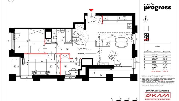 Rzut - Mieszkanie na sprzedaż 5 pokoi o powierzchni 155,66 m² - numer AA.88 w Strefa PROGRESS
