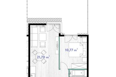 Rzut - Mieszkanie na sprzedaż 2 pokoje o powierzchni 40,63 m² - numer A.00.11 w Do Wilgi