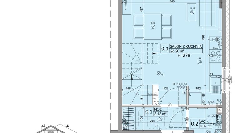 Rzut - Dom na sprzedaż 3 pokoje o powierzchni 68,42 m² - numer 41B w Osiedle Słoneczne etap IV