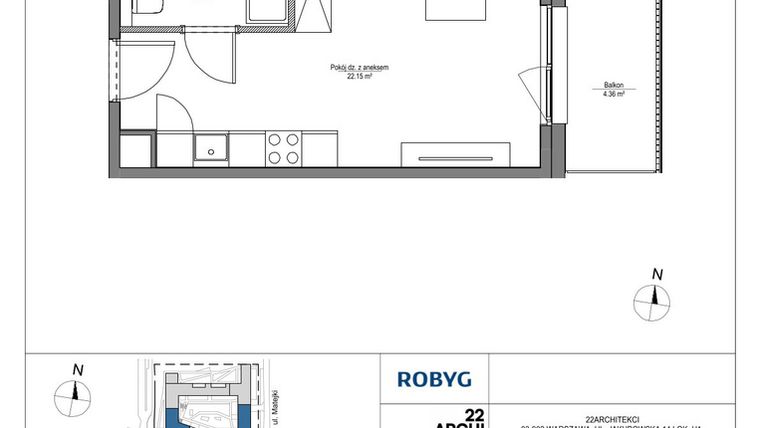 Rzut - Mieszkanie na sprzedaż 1 pokój o powierzchni 26,48 m² - numer LH/LHA/A/4/2 w Lira House