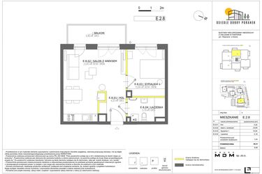 Rzut - Mieszkanie na sprzedaż 2 pokoje o powierzchni 45,51 m² - numer E.2.8 w Dobry Poranek