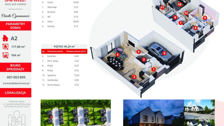 Rzut - Dom na sprzedaż 4 pokoje o powierzchni 117,8 m² - numer A2 w Osiedle Cynamonowe