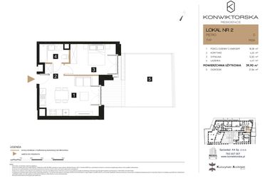 Rzut - Mieszkanie na sprzedaż 2 pokoje o powierzchni 39,9 m² - numer 02 w Konwiktorska Residence