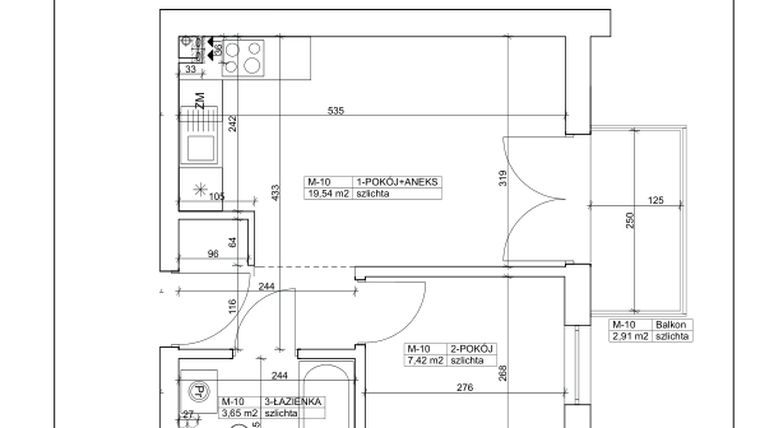 Rzut - Mieszkanie na sprzedaż 2 pokoje o powierzchni 30,61 m² - numer 10 w Bydgoska 19