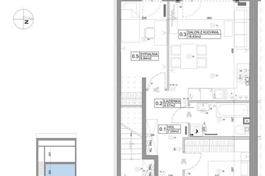 Rzut - Mieszkanie na sprzedaż 3 pokoje o powierzchni 51,15 m² - numer 79 w Boska Ksawerowska V