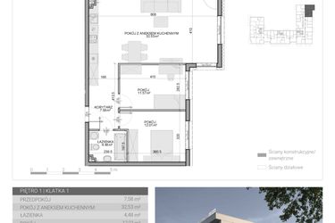 Rzut - Mieszkanie na sprzedaż 3 pokoje o powierzchni 68,17 m² - numer M-9 w Osiedle Radosne II