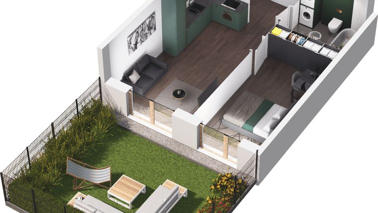 Rzut - Mieszkanie na sprzedaż 2 pokoje o powierzchni 40,64 m² - numer A3.100.M07 w Mieszkaj w mieście - Ogrody Glogera