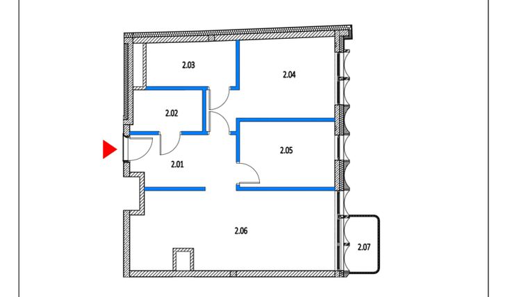 Rzut - Mieszkanie na sprzedaż 3 pokoje o powierzchni 67,89 m² - numer 15 w Garbary 68