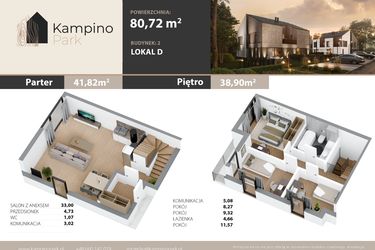 Rzut - Mieszkanie na sprzedaż 4 pokoje o powierzchni 80,72 m² - numer 1D w Kampino Park