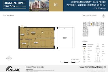 Rzut - Mieszkanie na sprzedaż 2 pokoje o powierzchni 48,89 m² - numer CM01 w Diamentowe Tarasy