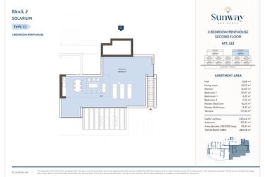 Rzut - Mieszkanie na sprzedaż 3 pokoje o powierzchni 330,64 m² - numer 223 w Sunway