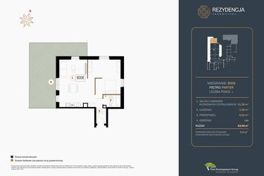 Rzut - Mieszkanie na sprzedaż 1 pokój o powierzchni 62,26 m² - numer B.008 w Rezydencja Śródmiejska
