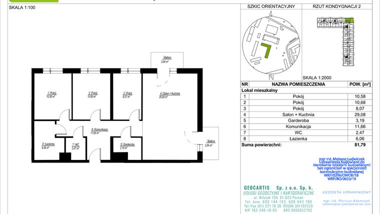 Rzut - Mieszkanie na sprzedaż 4 pokoje o powierzchni 81,79 m² - numer C57 w Jasielska 8C