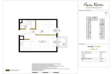 Rzut - Mieszkanie na sprzedaż 2 pokoje o powierzchni 38,02 m² - numer 40 w Aura Nova etap II