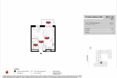 Rzut - Mieszkanie na sprzedaż 1 pokój o powierzchni 32,42 m² - numer BR11/34 w Browary Wrocławskie 2