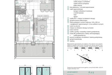 Rzut - Mieszkanie na sprzedaż 2 pokoje o powierzchni 42,84 m² - numer A.2.5 w Remedium