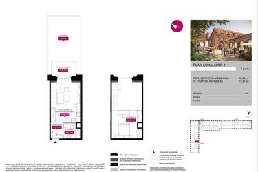Rzut - Mieszkanie na sprzedaż 1 pokój o powierzchni 46,62 m² - numer G2.1 w Fuzja Lofty