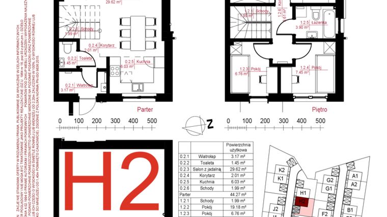 Rzut - Dom na sprzedaż 4 pokoje o powierzchni 134,7 m² - numer H2 w Gostyńska Invest II