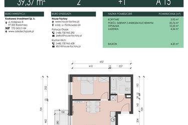 Rzut - Mieszkanie na sprzedaż 2 pokoje o powierzchni 39,37 m² - numer 15 w Osiedle City Park