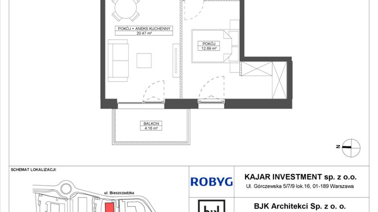 Rzut - Mieszkanie na sprzedaż 2 pokoje o powierzchni 41,71 m² - numer C.1M19 w Foresteria