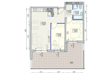 Rzut - Mieszkanie na sprzedaż 3 pokoje o powierzchni 52,67 m² - numer K2 10/0/10/3a w Południk 17 - budynek K2
