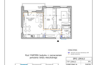 Rzut - Mieszkanie na sprzedaż 3 pokoje o powierzchni 58,03 m² - numer 3 w Osiedle Foresto