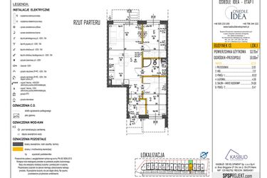 Rzut - Mieszkanie na sprzedaż 3 pokoje o powierzchni 53,7 m² - numer 13-L1 w Osiedle Idea etap I