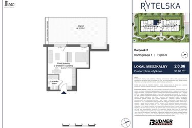 Rzut - Mieszkanie na sprzedaż 1 pokój o powierzchni 33,8 m² - numer 2.0.06 w Rytelska