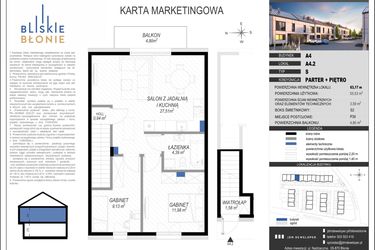 Rzut - Dom na sprzedaż 3 pokoje o powierzchni 55,53 m² - numer A4-2 w Bliskie Błonie