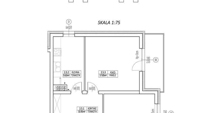 Rzut - Mieszkanie na sprzedaż 3 pokoje o powierzchni 63,75 m² - numer 425 w Osiedle Złota Podkowa Etap II