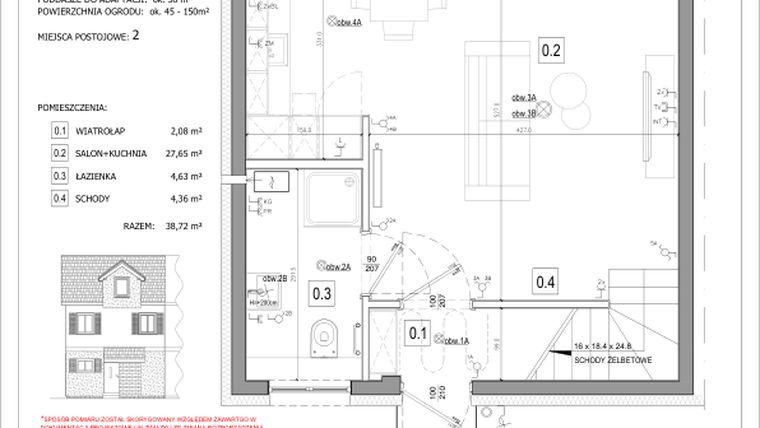 Rzut - Dom na sprzedaż 2 pokoje o powierzchni 71 m² - numer 31A w Osiedle Kwiatów etap III