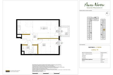 Rzut - Mieszkanie na sprzedaż 2 pokoje o powierzchni 43,66 m² - numer 70 w Aura Nova etap II