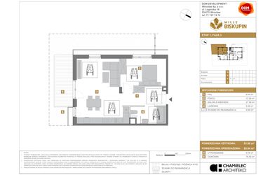 Rzut - Mieszkanie na sprzedaż 2 pokoje o powierzchni 52,94 m² - numer Q3 w Wille Biskupin III