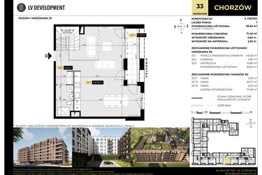 Rzut - Mieszkanie na sprzedaż 1 pokój o powierzchni 95,62 m² - numer M/33 w Tarasy Śląskie