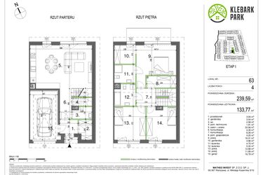 Rzut - Dom na sprzedaż 4 pokoje o powierzchni 133,74 m² - numer 63 w Klebark Park