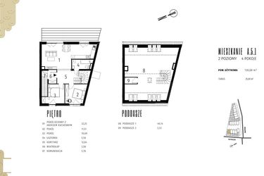 Rzut - Mieszkanie na sprzedaż 5 pokoi o powierzchni 126,07 m² - numer A.5.1 w Positivo Ołtaszyn