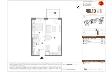 Rzut - Mieszkanie na sprzedaż 2 pokoje o powierzchni 36,05 m² - numer A.25 w Osiedle Wilno VIII