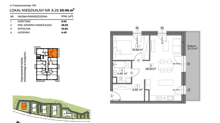 Rzut - Mieszkanie na sprzedaż 2 pokoje o powierzchni 50,96 m² - numer A.25 w Och!Widzew