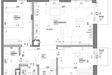 Rzut - Mieszkanie na sprzedaż 3 pokoje o powierzchni 67,96 m² - numer H37 w Miasto Ogród 6 - HELSINKI